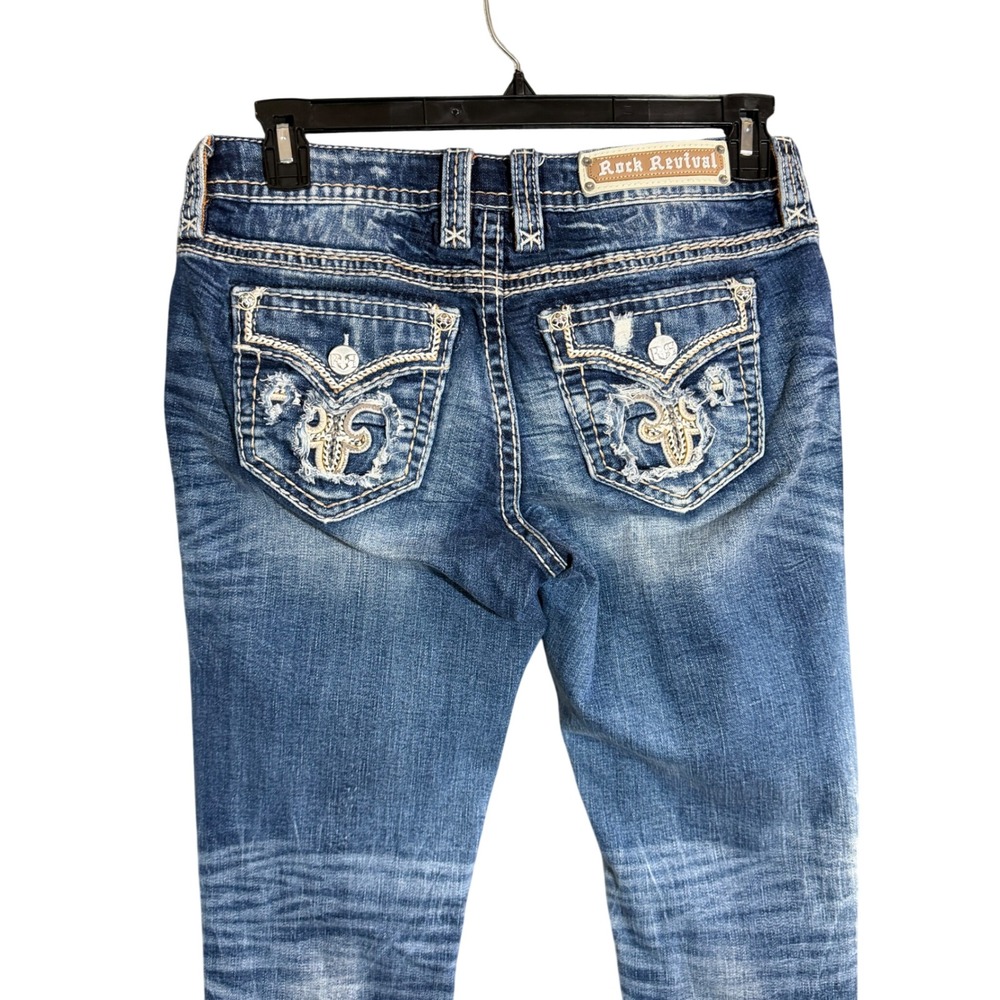 Rock Revival Aliana Mid-Rise Ankle Skinny Distressed Denim Jeans Size 30